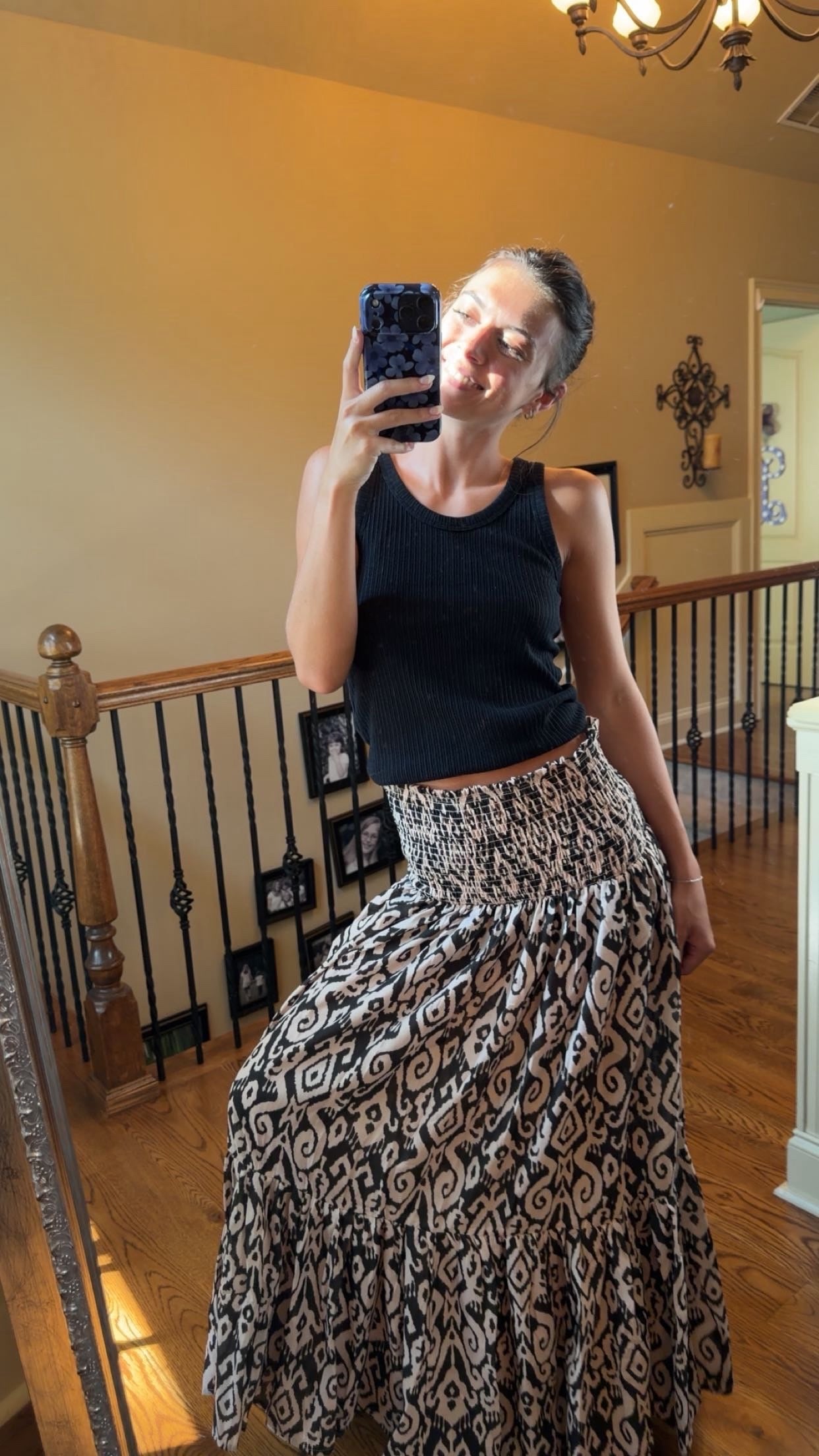 Geo Print Midi Dress/Maxi Skirt