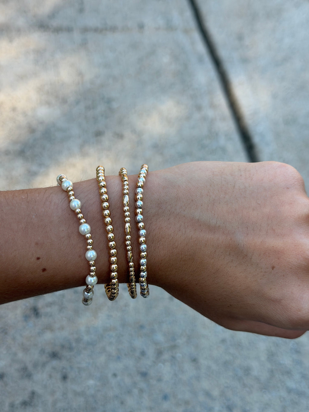 Pearl and Gold Beaded Bracelet