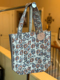 Mini White Floral Quilted Tote