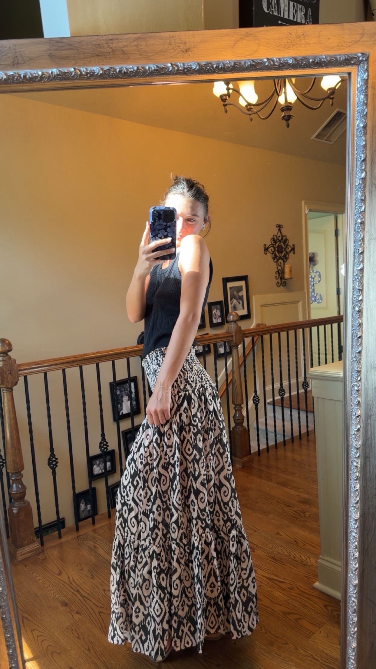 Geo Print Midi Dress/Maxi Skirt