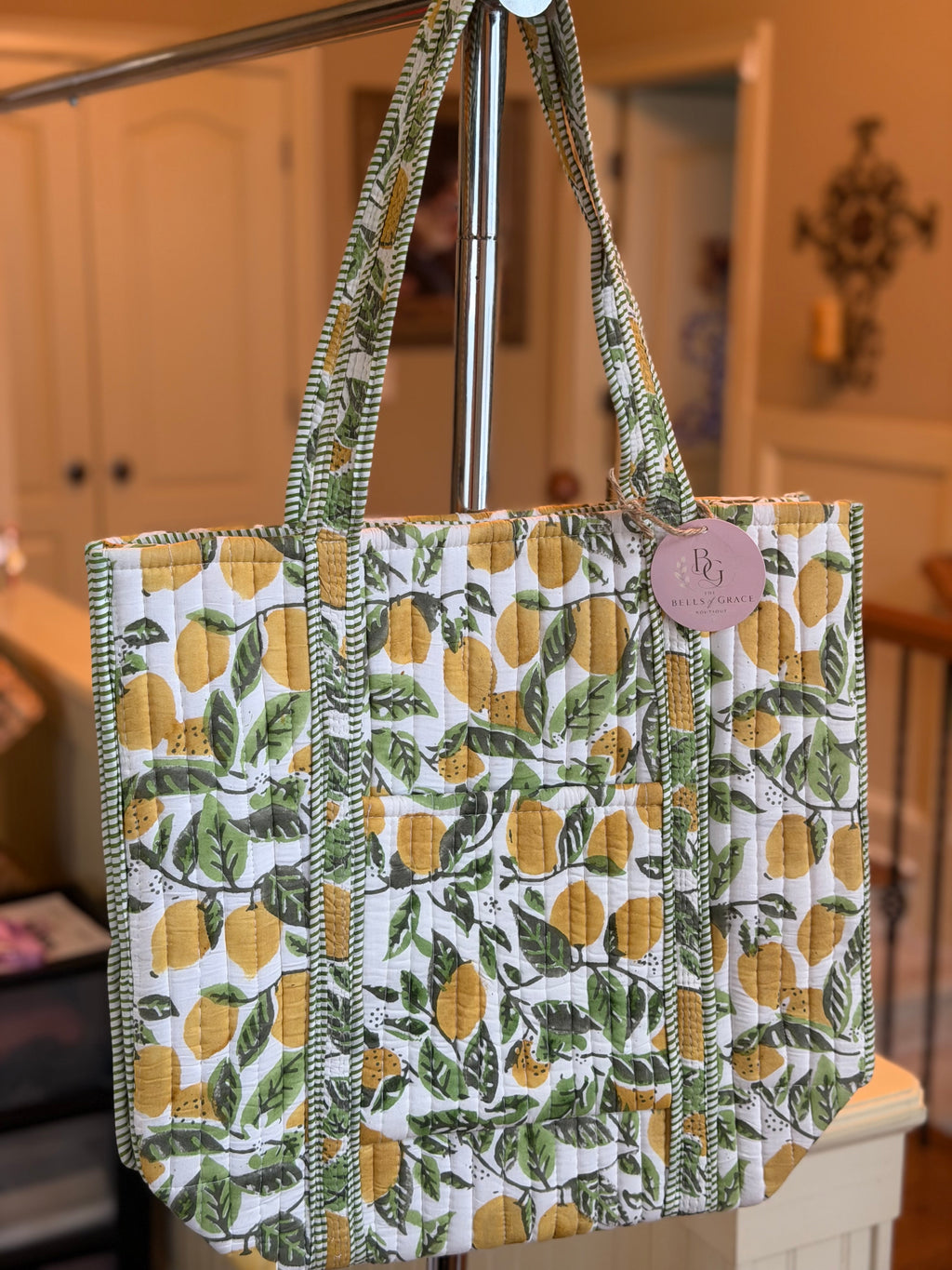 Lemon Quilted Tote