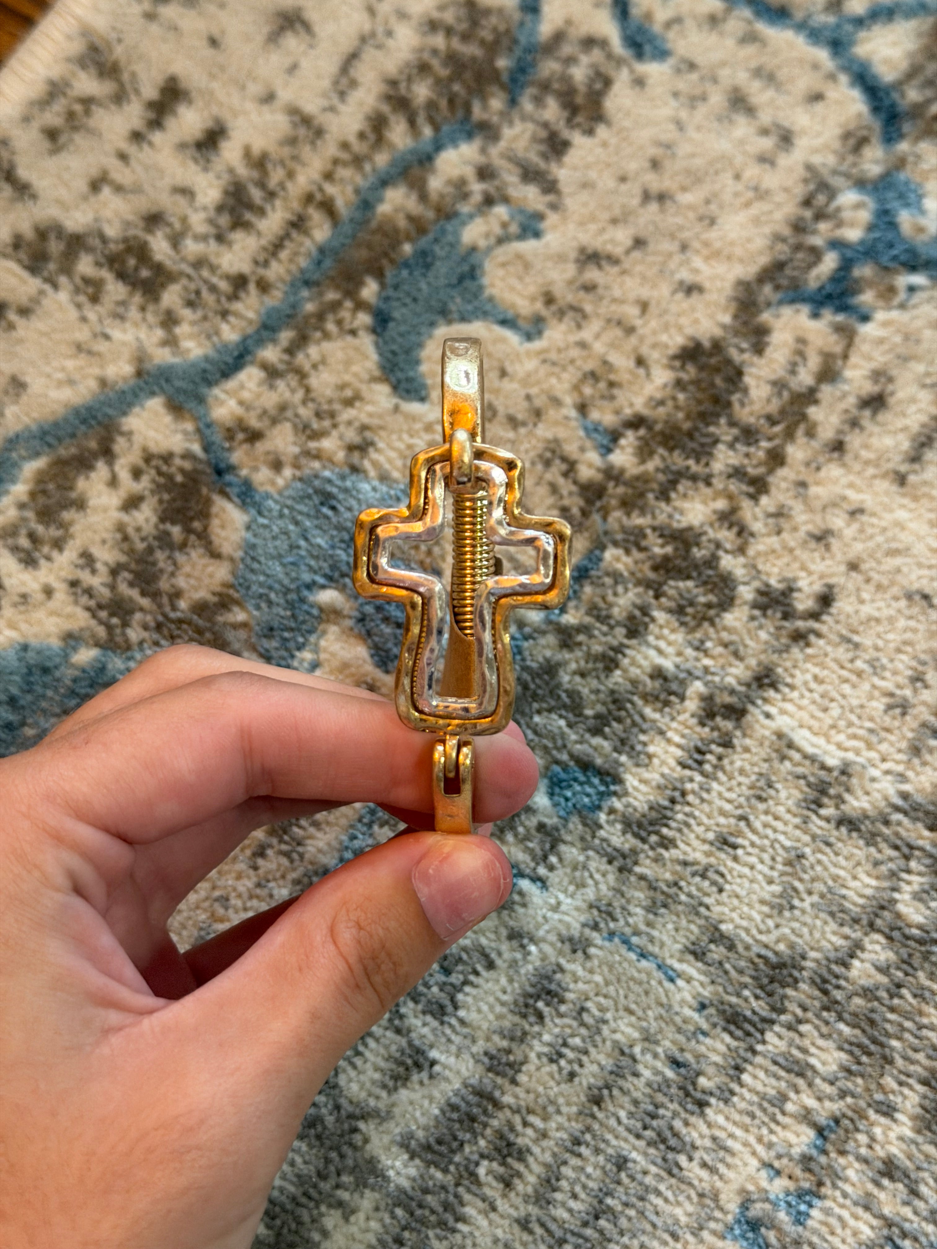 Mixed Metal Cross Bangle