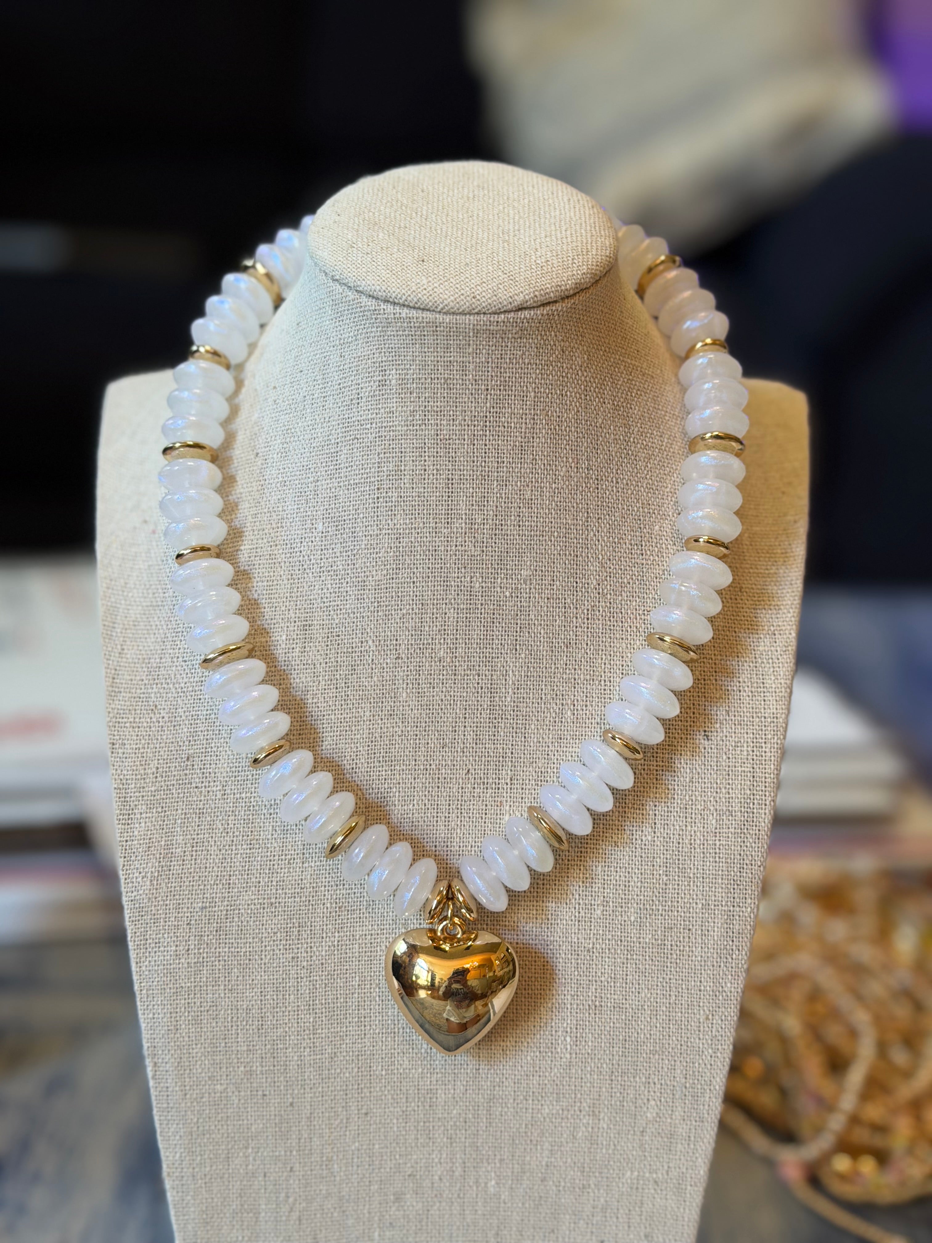 Chunky White Beaded Necklace
