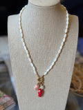 White Beaded Fish Charm Necklace