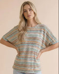 Short Sleeve Stripe Knit Top